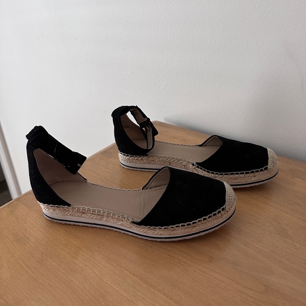 Black Suede Nordstrom Signature Espadrille with Ankle Strap - Size 38 / 8